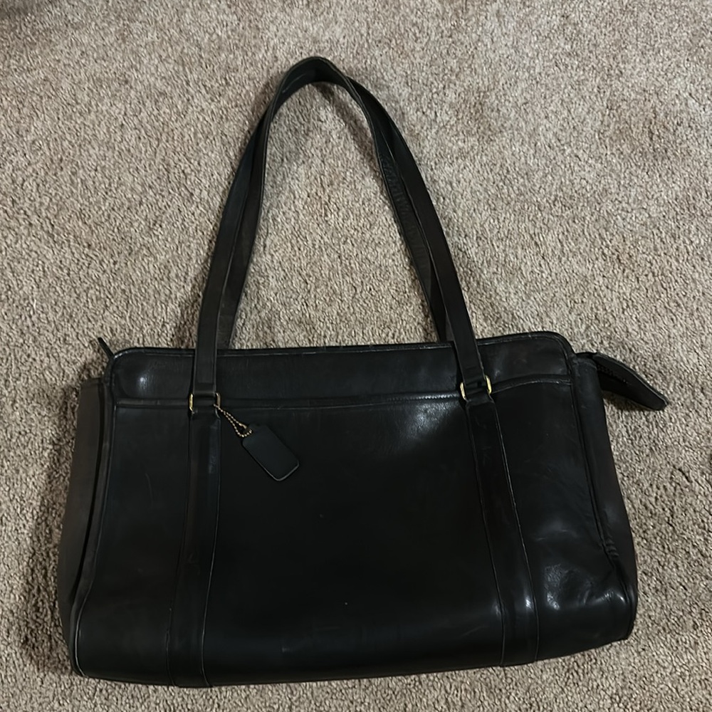 Vintage Coach Large Portfolio Briefcases with Structured Design Black